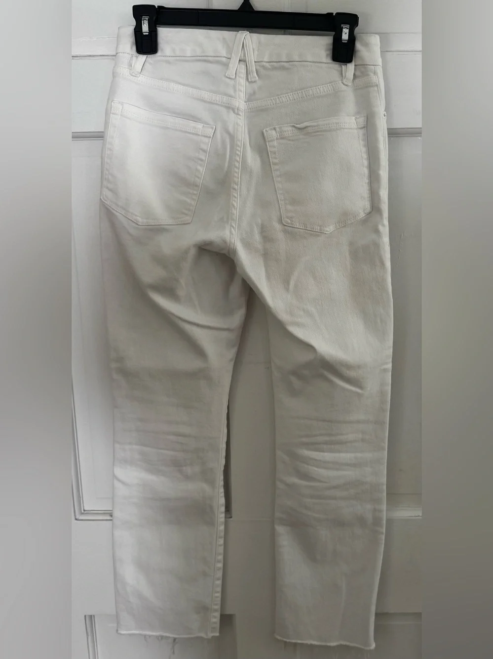 Good American White Denim Straight Leg Ankle Fray Jeans - Size 27/4